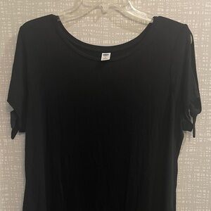 Old Navy Black Cold Shoulder Women's Blouse‎ with Tie Sleeves, Size Large